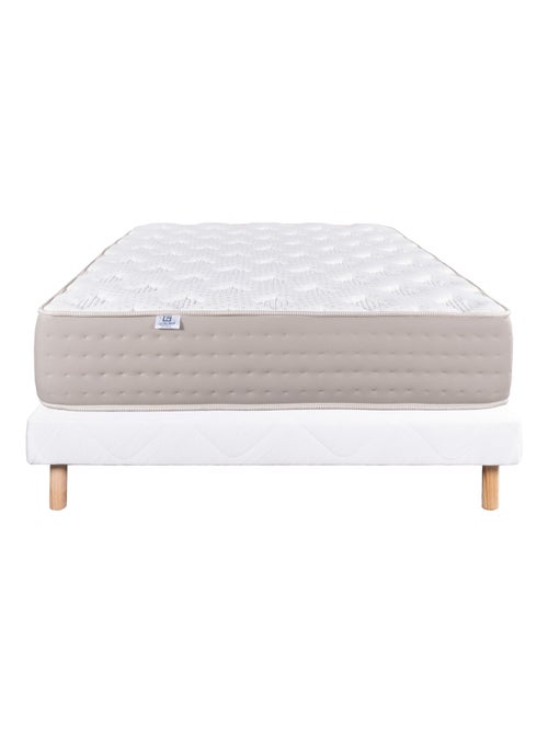 Ensemble literie ressorts ensachés 26 cm avec sommier bois massif blanc - Kiabi
