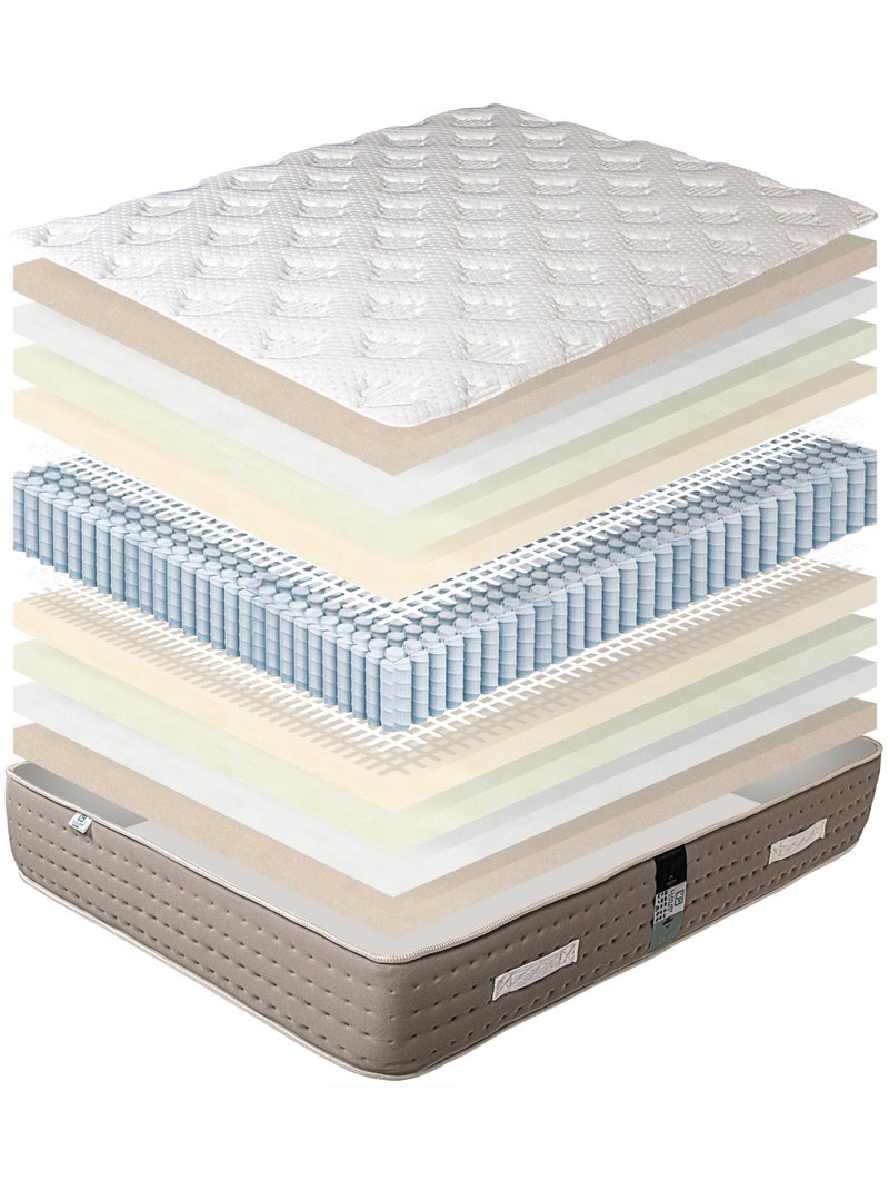 Ensemble literie ressorts ensachés 26 cm avec sommier bois massif blanc Blanc - Kiabi