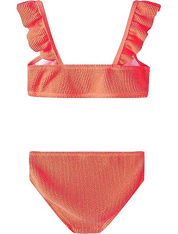 Ensemble maillot de bain 2 pièces manches ruchées motif/style texturé - minoti