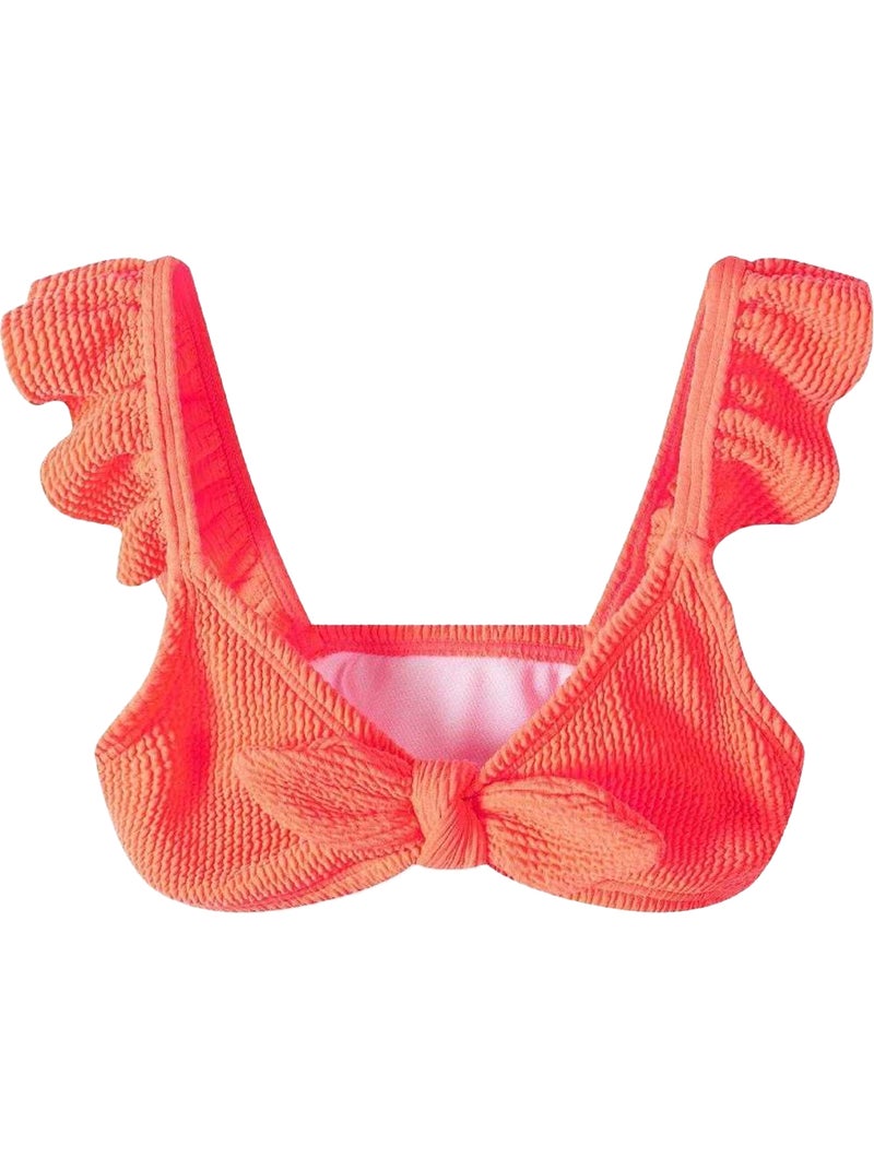 Ensemble maillot de bain 2 pièces manches ruchées motif/style texturé - minoti Corail - Kiabi