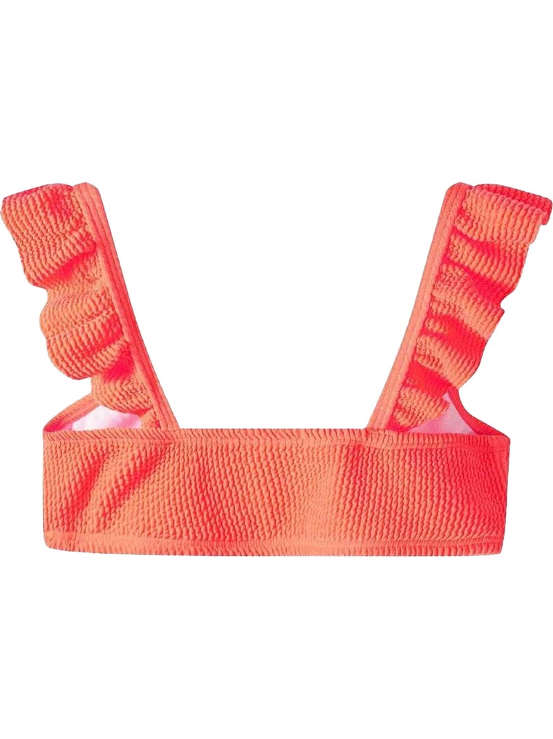 Ensemble maillot de bain 2 pièces manches ruchées motif/style texturé - minoti Corail - Kiabi