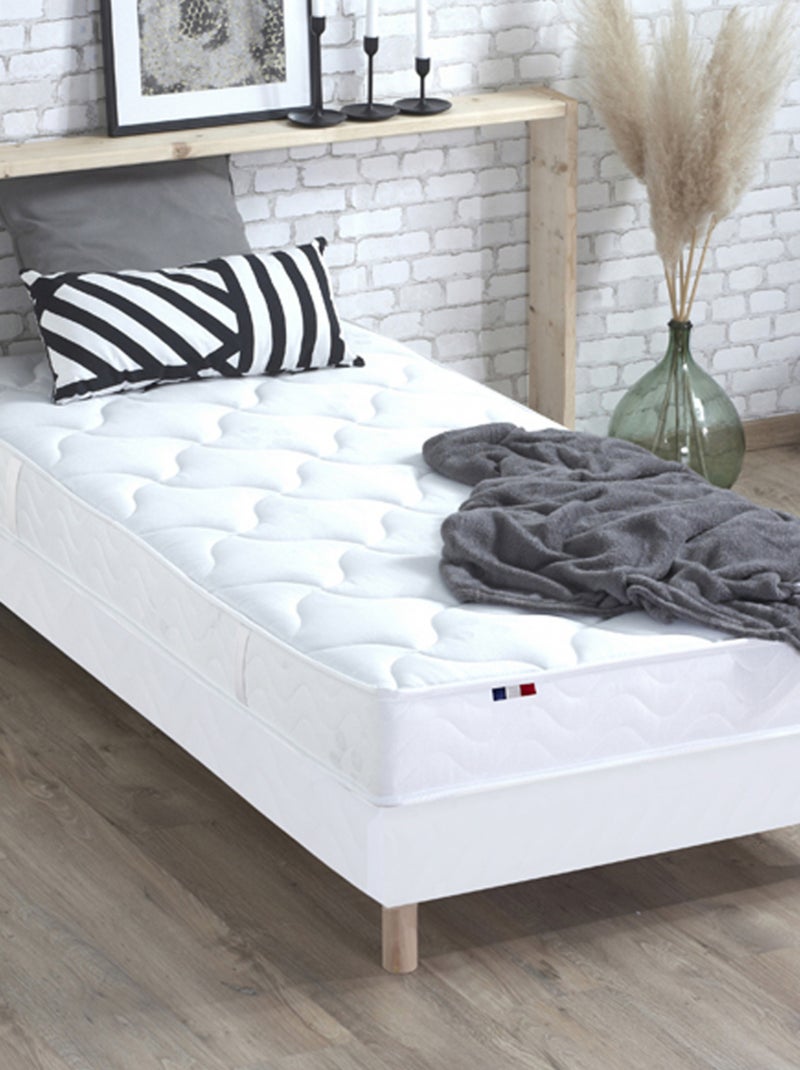 Ensemble Matelas 100% latex 3 zones ESSENTIEL + Sommier Fabriqué en France , Sommier Blanc Blanc - Kiabi