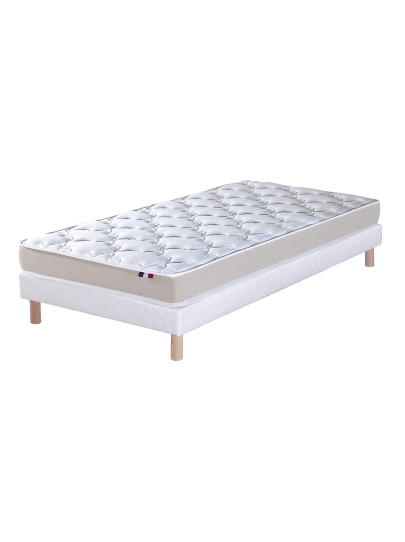 Ensemble Matelas 100% latex 3 zones ESSENTIEL + Sommier Fabriqué en France , Sommier Blanc Blanc - Kiabi