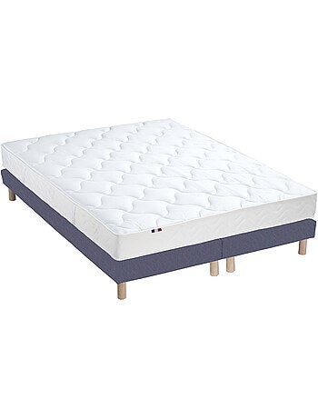 Ensemble Matelas 100% latex 3 zones ESSENTIEL + Sommier Fabriqué en France , Sommier Gris chiné