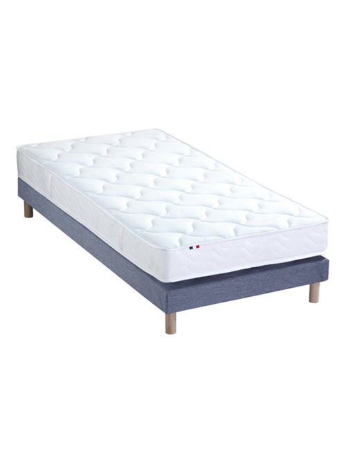 Ensemble Matelas 100% latex 3 zones ESSENTIEL + Sommier Fabriqué en France , Sommier Bleu denim - Kiabi