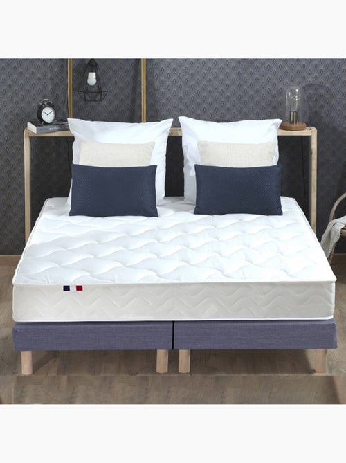 Ensemble Matelas 100% latex 3 zones ESSENTIEL + Sommier Fabriqué en France , Sommier Bleu denim - Kiabi
