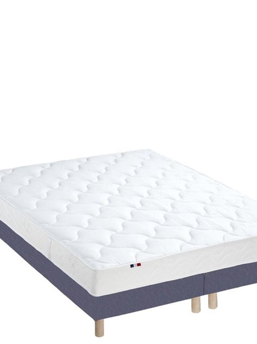 Ensemble Matelas 100% latex 3 zones ESSENTIEL + Sommier Fabriqué en France , Sommier Bleu denim - Kiabi