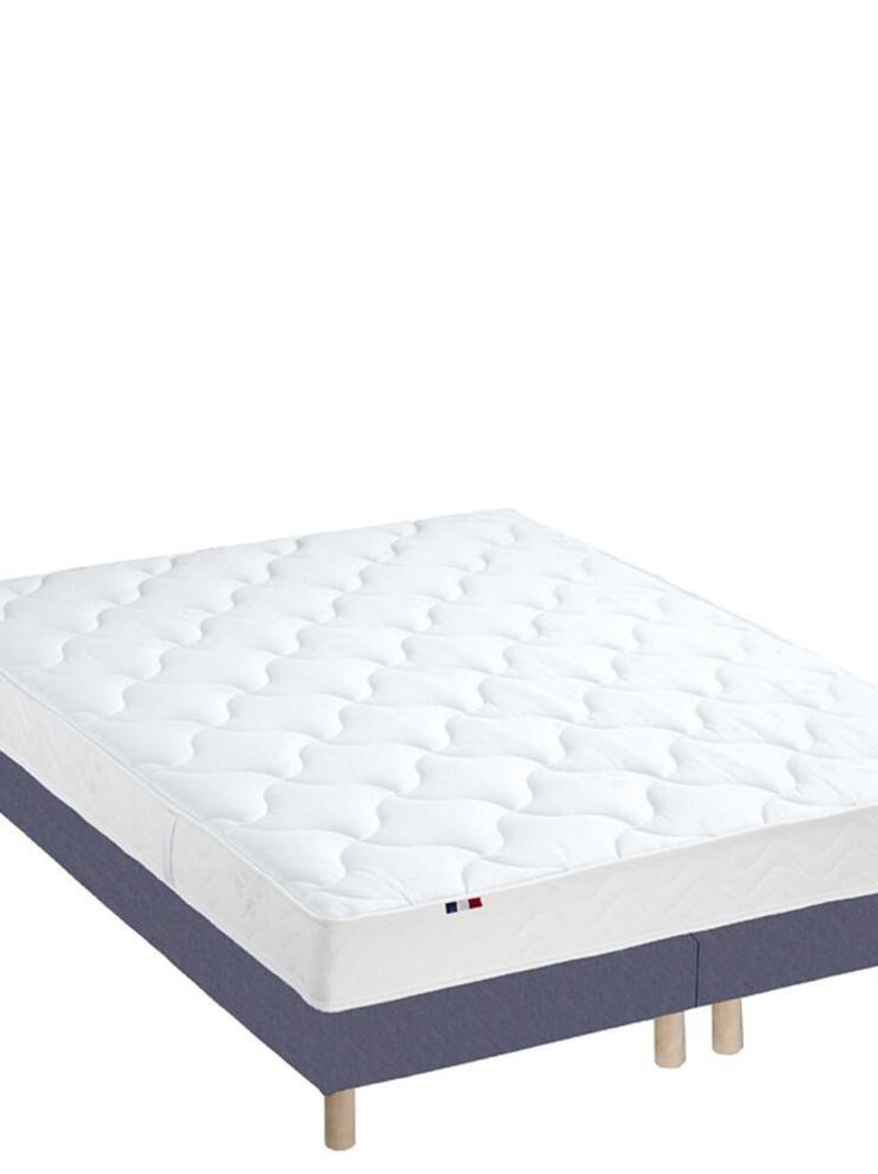 Ensemble Matelas 100% latex 3 zones ESSENTIEL + Sommier Fabriqué en France , Sommier Bleu denim Bleu gris - Kiabi