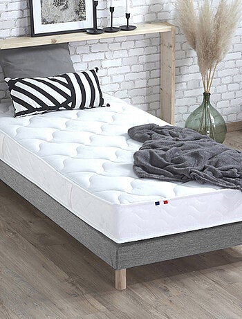 Ensemble Matelas 100% latex 3 zones ESSENTIEL + Sommier Fabriqué en France , Sommier Gris chiné