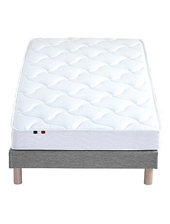 Ensemble Matelas 100% latex 3 zones ESSENTIEL + Sommier Fabriqué en France , Sommier Gris chiné