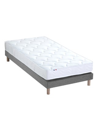 Ensemble Matelas 100% latex 3 zones ESSENTIEL + Sommier Fabriqué en France , Sommier Gris chiné