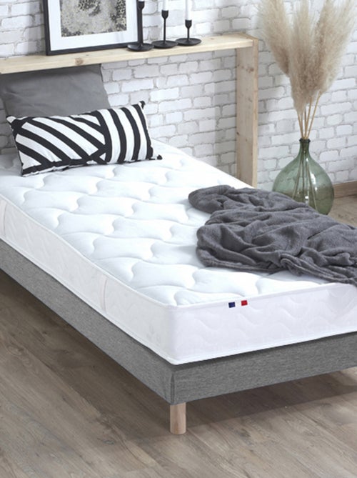 Ensemble Matelas 100% latex 3 zones ESSENTIEL + Sommier Fabriqué en France , Sommier Gris chiné - Kiabi