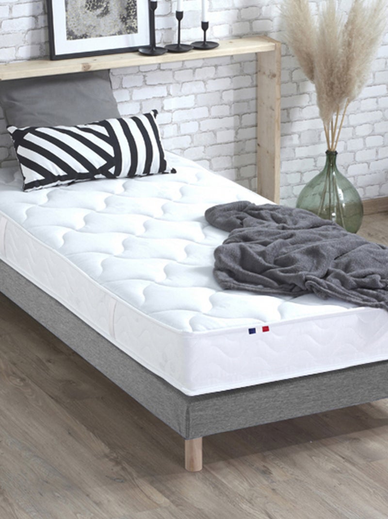 Ensemble Matelas 100% latex 3 zones ESSENTIEL + Sommier Fabriqué en France , Sommier Gris chiné Gris Blanc - Kiabi