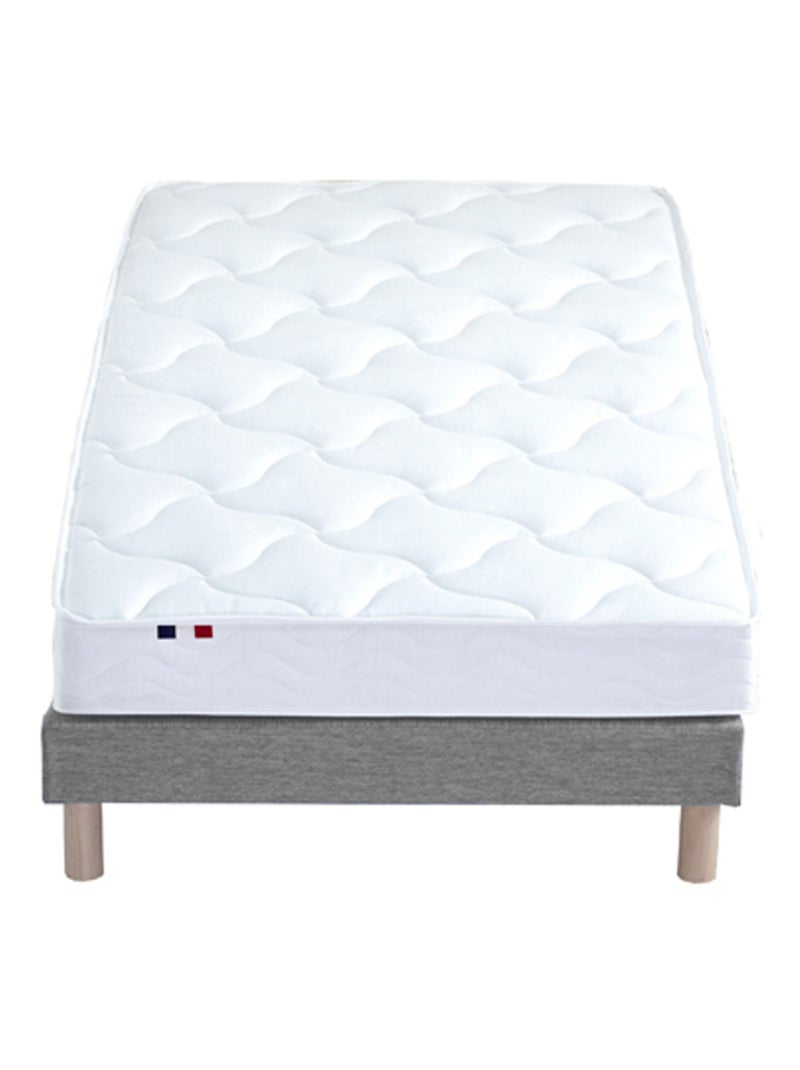 Ensemble Matelas 100% latex 3 zones ESSENTIEL + Sommier Fabriqué en France , Sommier Gris chiné Gris Blanc - Kiabi