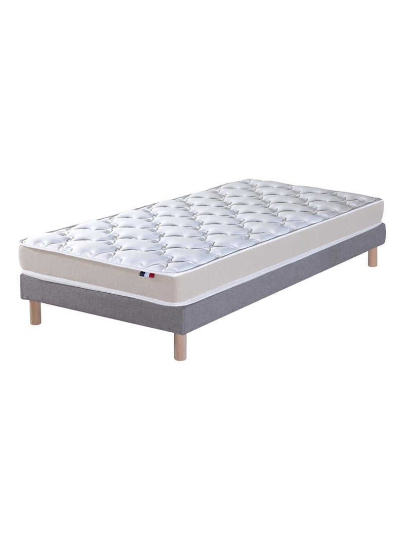 Ensemble Matelas 100% latex 3 zones ESSENTIEL + Sommier Fabriqué en France , Sommier Gris chiné Gris Blanc - Kiabi