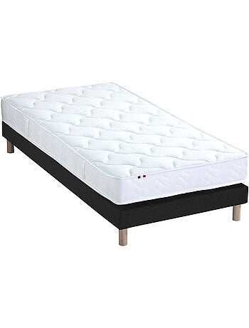Ensemble Matelas 100% latex 3 zones ESSENTIEL + Sommier Fabriqué en France , Sommier Gris chiné