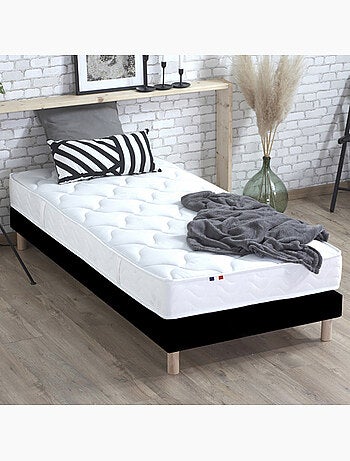 Ensemble Matelas 100% latex 3 zones ESSENTIEL + Sommier Fabriqué en France , Sommier Gris chiné