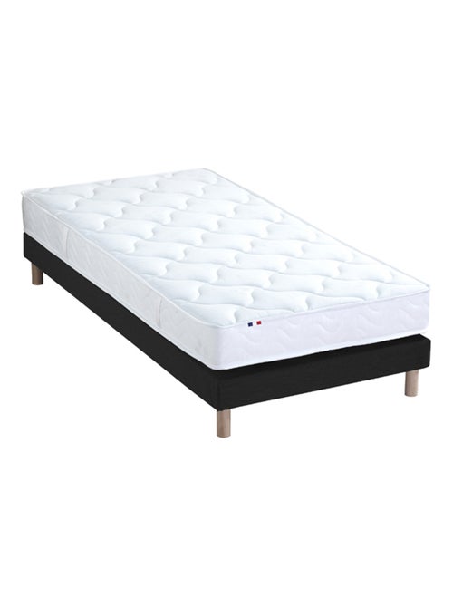 Ensemble Matelas 100% latex 3 zones ESSENTIEL + Sommier Fabriqué en France , Sommier Noir - Kiabi