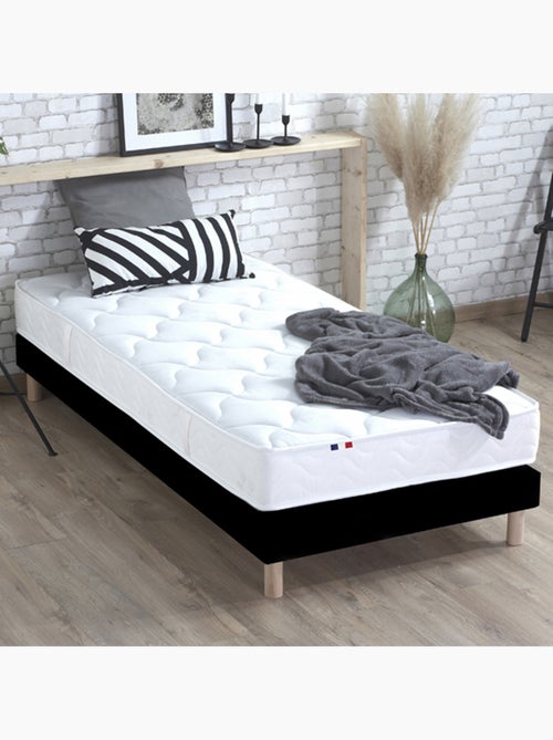 Ensemble Matelas 100% latex 3 zones ESSENTIEL + Sommier Fabriqué en France , Sommier Noir - Kiabi