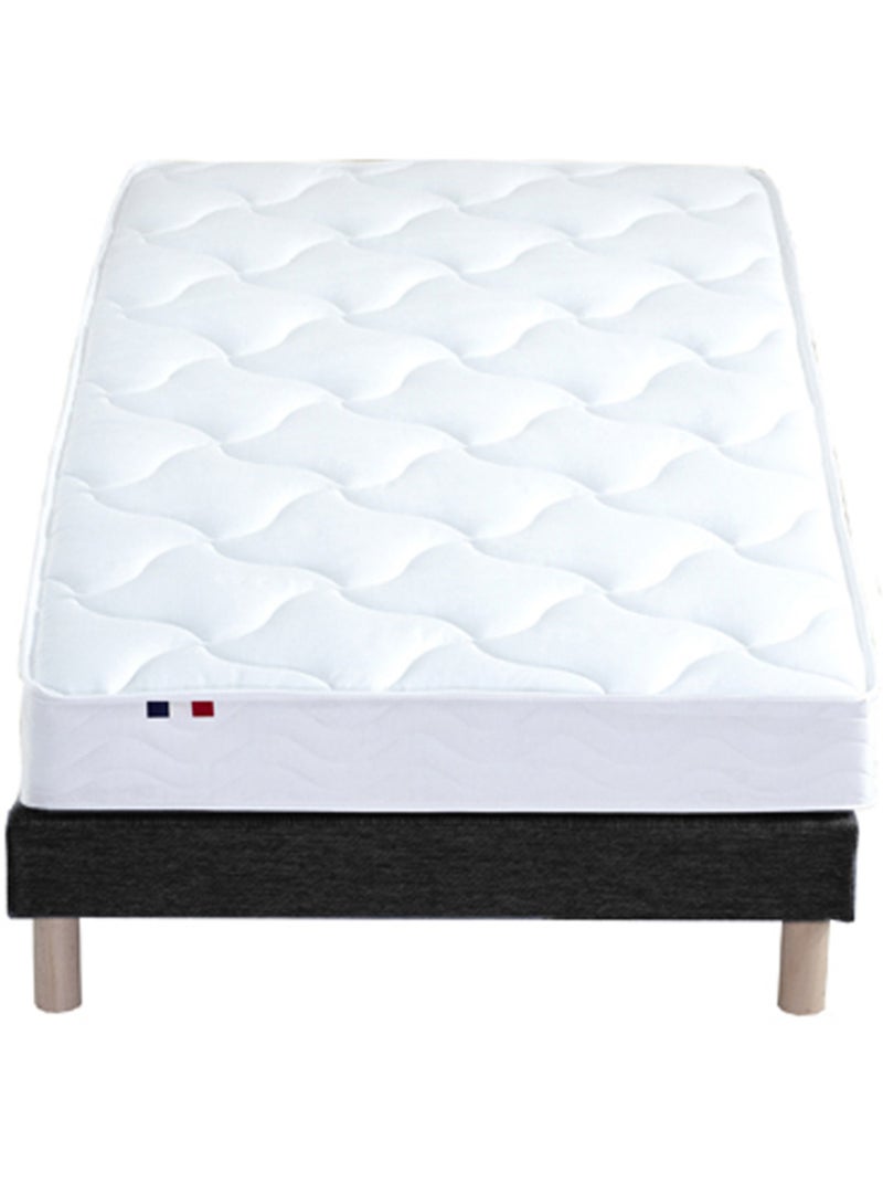 Ensemble Matelas 100% latex 3 zones ESSENTIEL + Sommier Fabriqué en France , Sommier Noir Noir Blanc - Kiabi