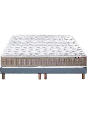 Ensemble matelas 100% latex 3 zones PURE avec sommier - confort français - Sommier - Bleu denim