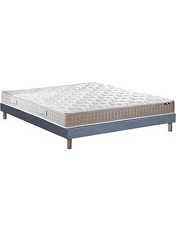Ensemble matelas 100% latex 3 zones PURE avec sommier - confort français - Sommier - Bleu denim