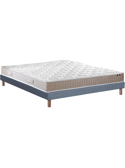 Ensemble matelas 100% latex 3 zones PURE avec sommier - confort français - Sommier - Bleu denim - Kiabi Ensemble matelas 100% latex 3 zones PURE avec sommier - confort français - Sommier - Bleu denim - Kiabi