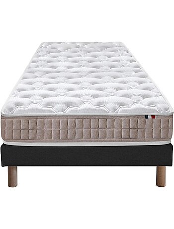 Ensemble matelas 100% latex 3 zones pure avec sommier - confort français - sommier - noir