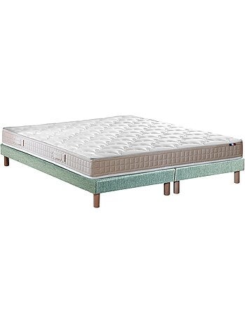 Ensemble matelas 100% latex 3 zones PURE avec sommier - confort français - Sommier - Bleu denim