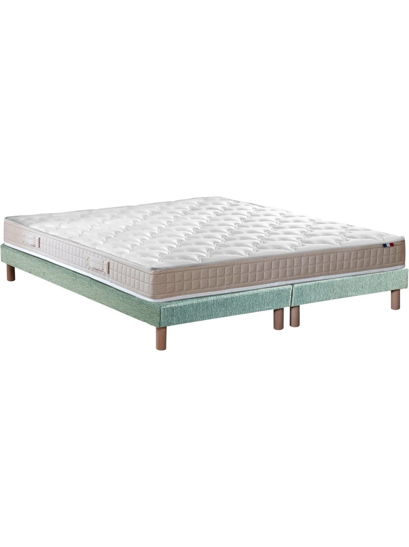 Ensemble matelas 100% latex 3 zones PURE avec sommier - confort français - Sommier - Vert celadon Blanc Vert - Kiabi