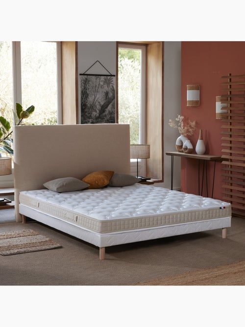 Ensemble Matelas 100% latex 3 zones PURE + Sommier Fabriqué en France , Sommier Blanc - Kiabi