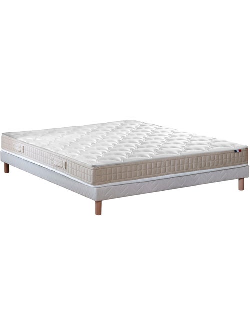 Ensemble Matelas 100% latex 3 zones PURE + Sommier Fabriqué en France , Sommier Blanc - Kiabi