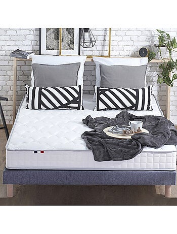 Ensemble Matelas 100% latex 3 zones PURE + Sommier Fabriqué en France , Sommier Noir
