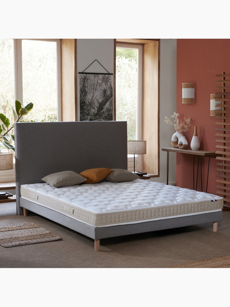 Ensemble Matelas 100% latex 3 zones PURE + Sommier Fabriqué en France , Sommier Gris chiné Blanc Gris - Kiabi