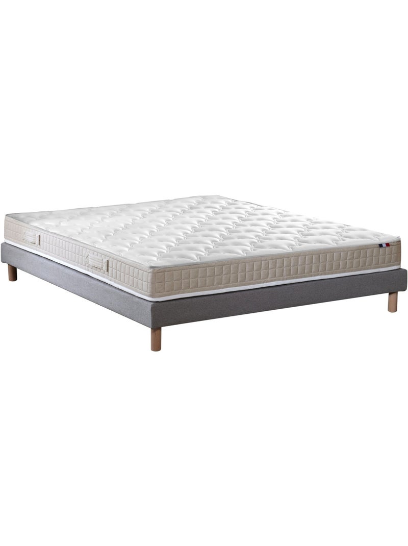 Ensemble Matelas 100% latex 3 zones PURE + Sommier Fabriqué en France , Sommier Gris chiné Blanc Gris - Kiabi