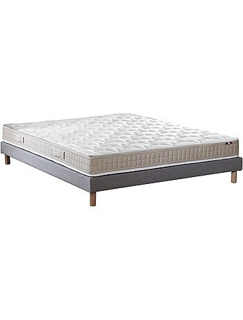 Ensemble Matelas 100% latex 3 zones PURE + Sommier Fabriqué en France , Sommier Noir