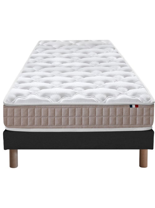 Ensemble Matelas 100% latex 3 zones PURE + Sommier Fabriqué en France , Sommier Noir - Kiabi