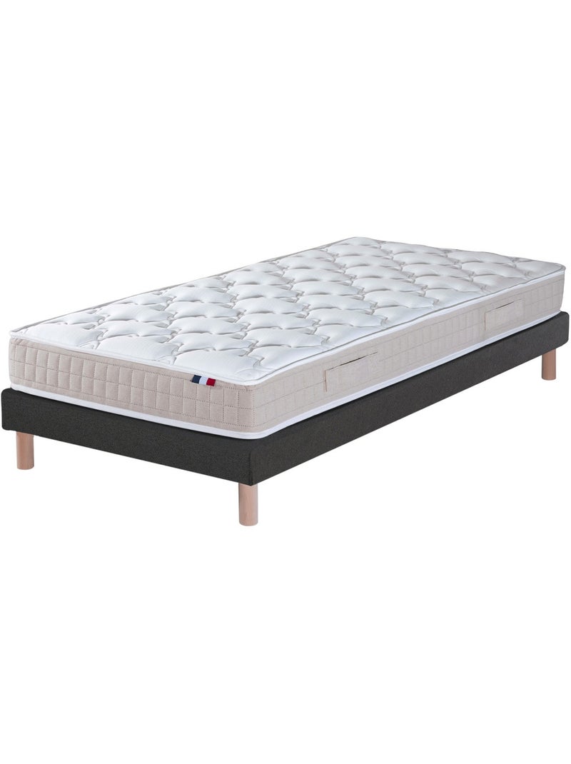 Ensemble Matelas 100% latex 3 zones PURE + Sommier Fabriqué en France , Sommier Noir gris anthracite - Kiabi
