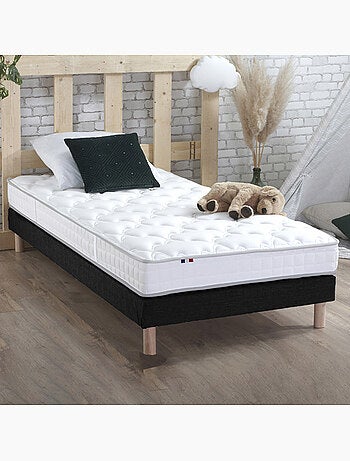 Ensemble Matelas 100% latex 3 zones PURE + Sommier Fabriqué en France , Sommier Noir