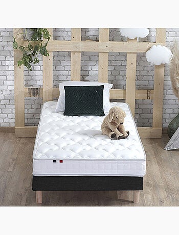 Ensemble Matelas 100% latex 3 zones PURE + Sommier Fabriqué en France , Sommier Noir