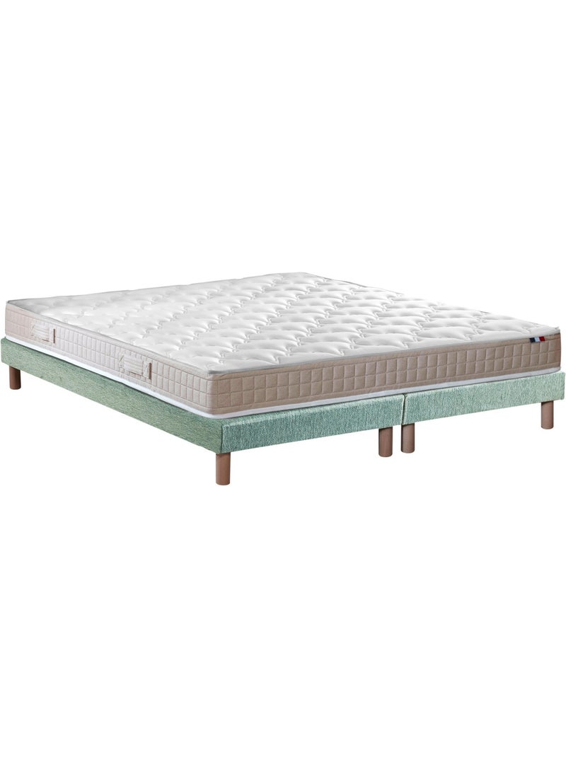Ensemble Matelas 100% latex 3 zones PURE + Sommier Fabriqué en France , Sommier Vert celadon Blanc Vert - Kiabi