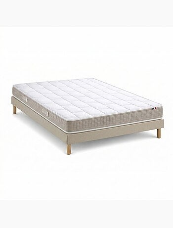 Ensemble matelas 100% latex, 5 zones, H18, 85kg/m3, sommier en kit beige
