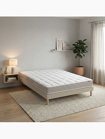 Ensemble matelas 100% latex, 5 zones, H18, 85kg/m3, sommier en kit beige