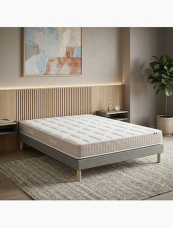 Ensemble matelas 100% latex, 5 zones, H18, 85kg/m3, sommier en kit gris