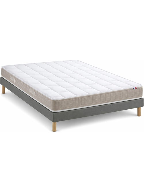 Ensemble matelas 100% latex, 5 zones, H18, 85kg/m3, sommier en kit gris - Kiabi Ensemble matelas 100% latex, 5 zones, H18, 85kg/m3, sommier en kit gris - Kiabi