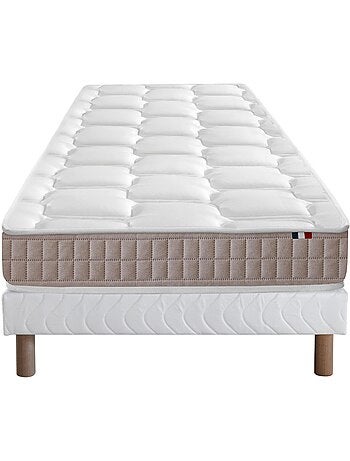 Ensemble Matelas 100% latex 5 zones ORIGINEL + Sommier - Spécial Dos Sensible - Bleu denim