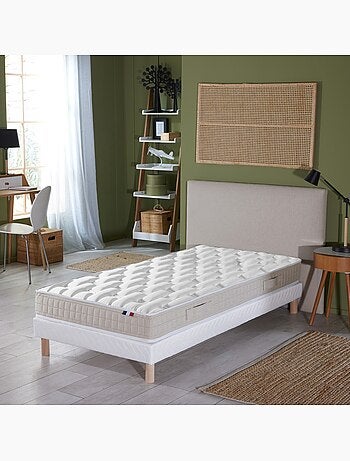 Ensemble Matelas 100% latex 5 zones ORIGINEL + Sommier - Spécial Dos Sensible - Bleu denim
