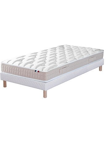 Ensemble Matelas 100% latex 5 zones ORIGINEL + Sommier - Spécial Dos Sensible - Bleu denim