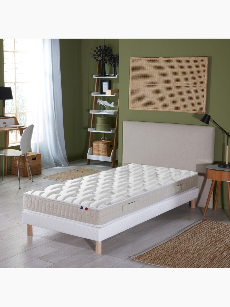 Ensemble Matelas 100% latex 5 zones ORIGINEL + Sommier - Spécial Dos Sensible - Blanc Blanc - Kiabi