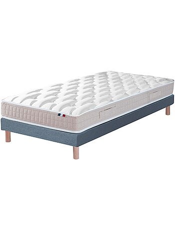 Ensemble Matelas 100% latex 5 zones ORIGINEL + Sommier - Spécial Dos Sensible - Bleu denim
